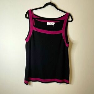 The Look Tank Top Women's XL Black Pink Colorblock Knit Sleeveless Preppy